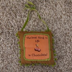 Decorative Pillow with Chocolate Quote